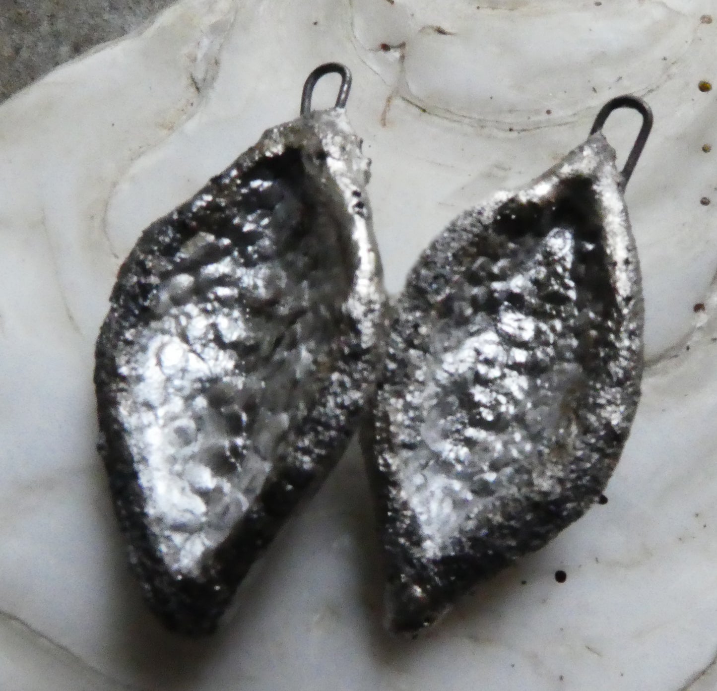 Ceramic Silvery Spangly Scoop Charms #2