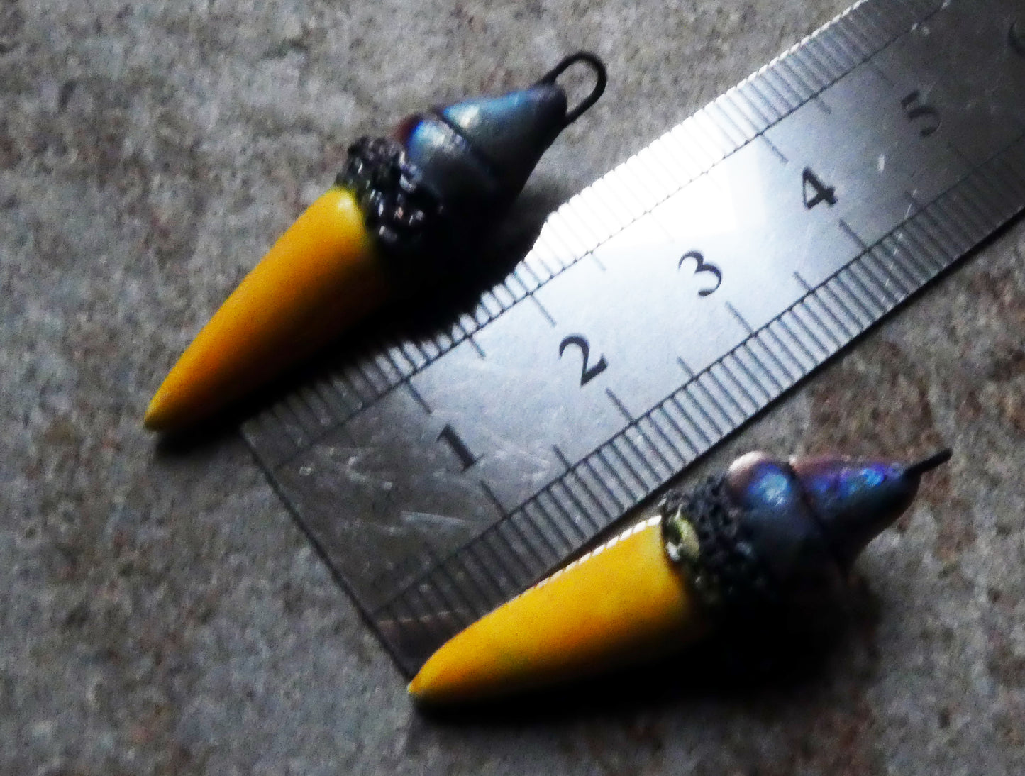 Ceramic Chain Wrapped Spike Charms - Yellow