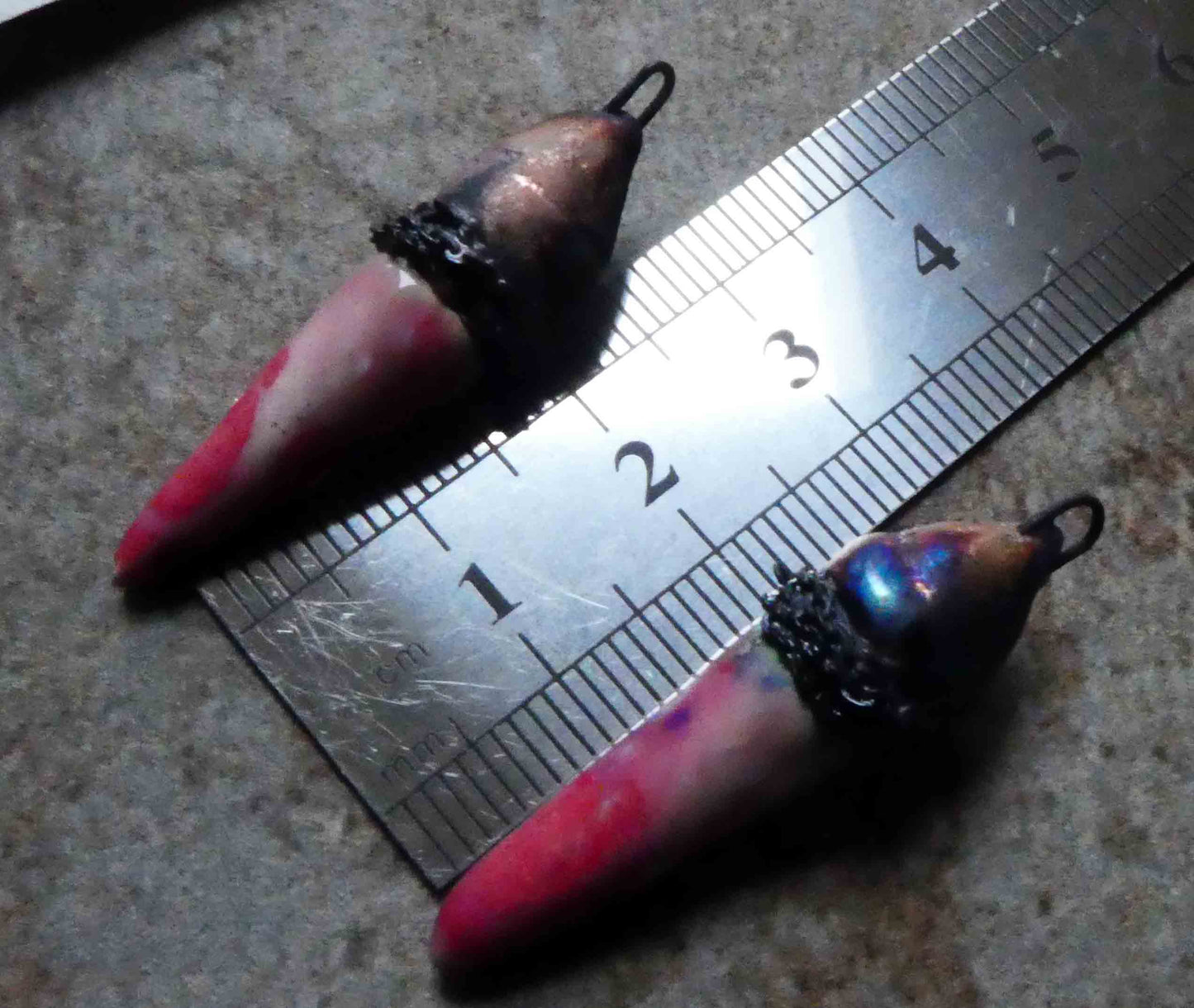 Ceramic Chain Wrapped Spike Charms -Berry Tart