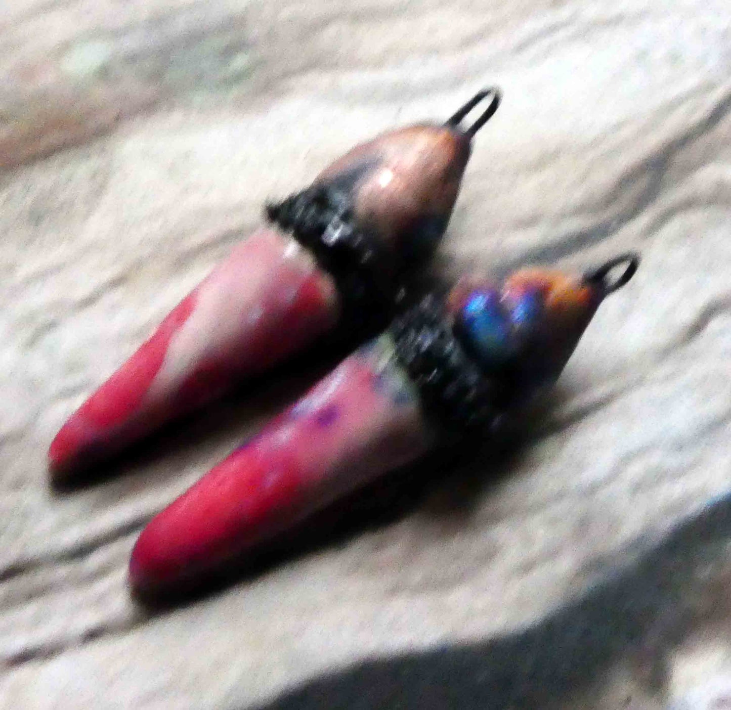Ceramic Chain Wrapped Spike Charms -Berry Tart