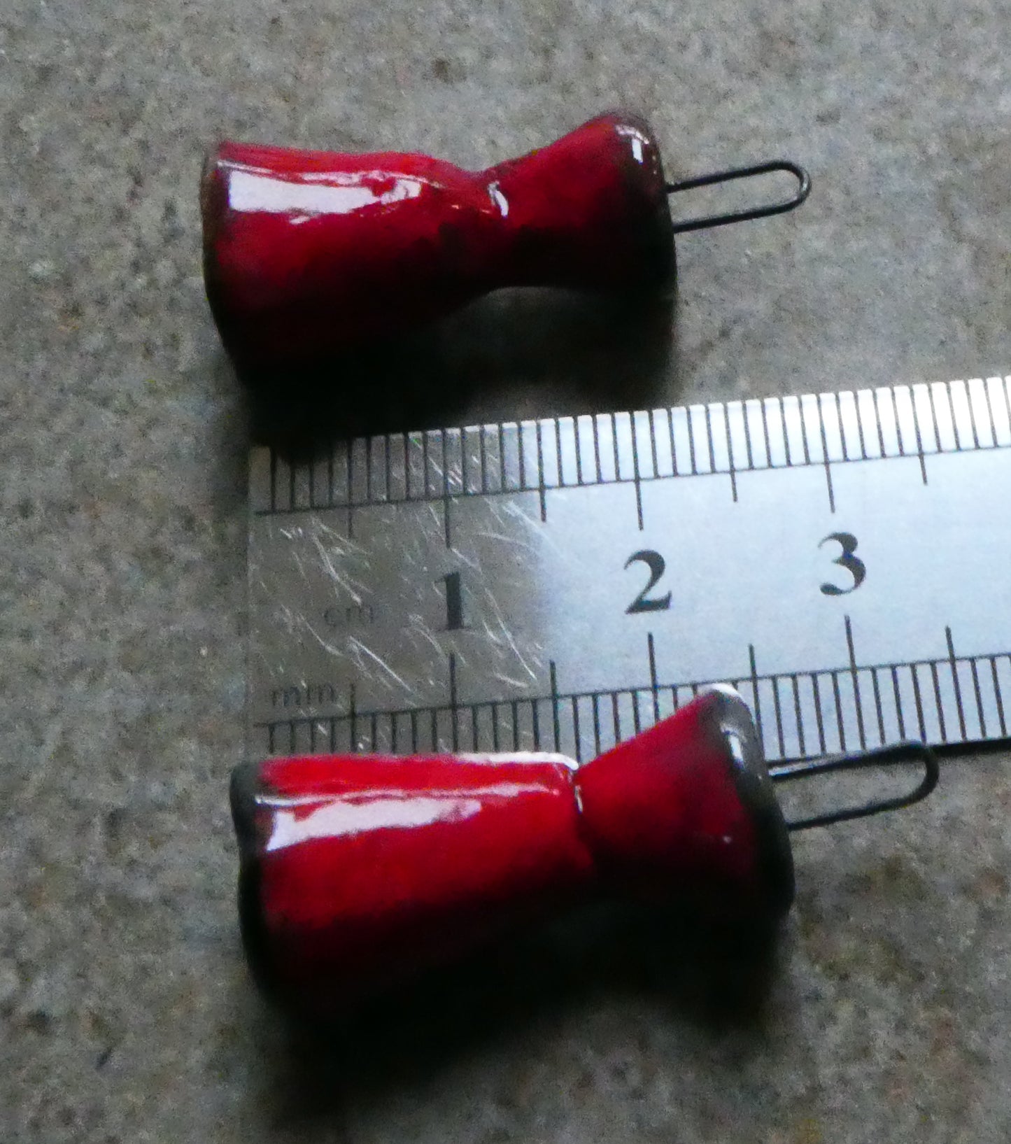 Ceramic Double Cone Charms - Red