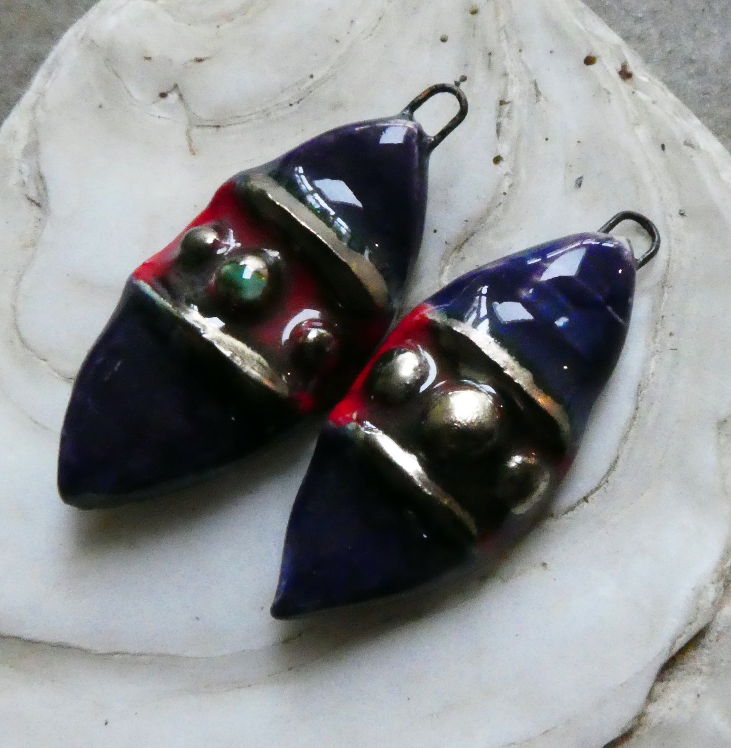 Ceramic Moulded Leaf Charms -#3