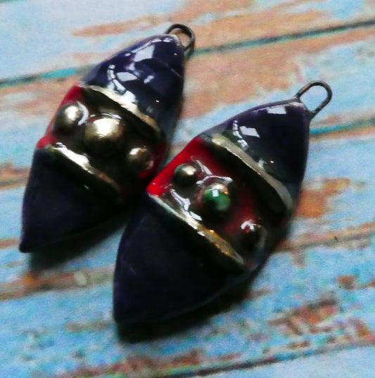 Ceramic Moulded Leaf Charms -#3