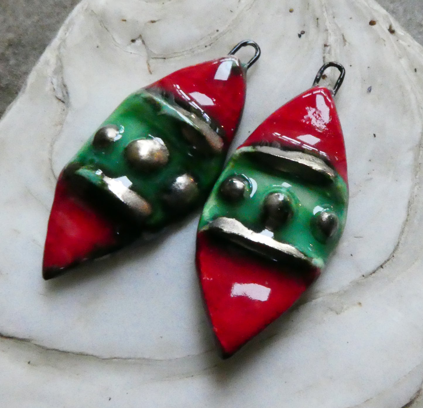 Ceramic Moulded Leaf Charms -#4