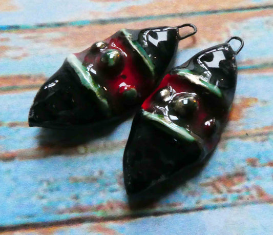 Ceramic Moulded Leaf Charms -#5