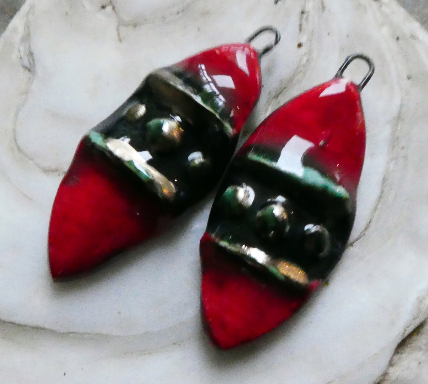Ceramic Moulded Leaf Charms -#6