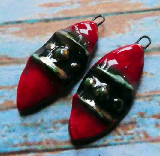 Ceramic Moulded Leaf Charms -#6