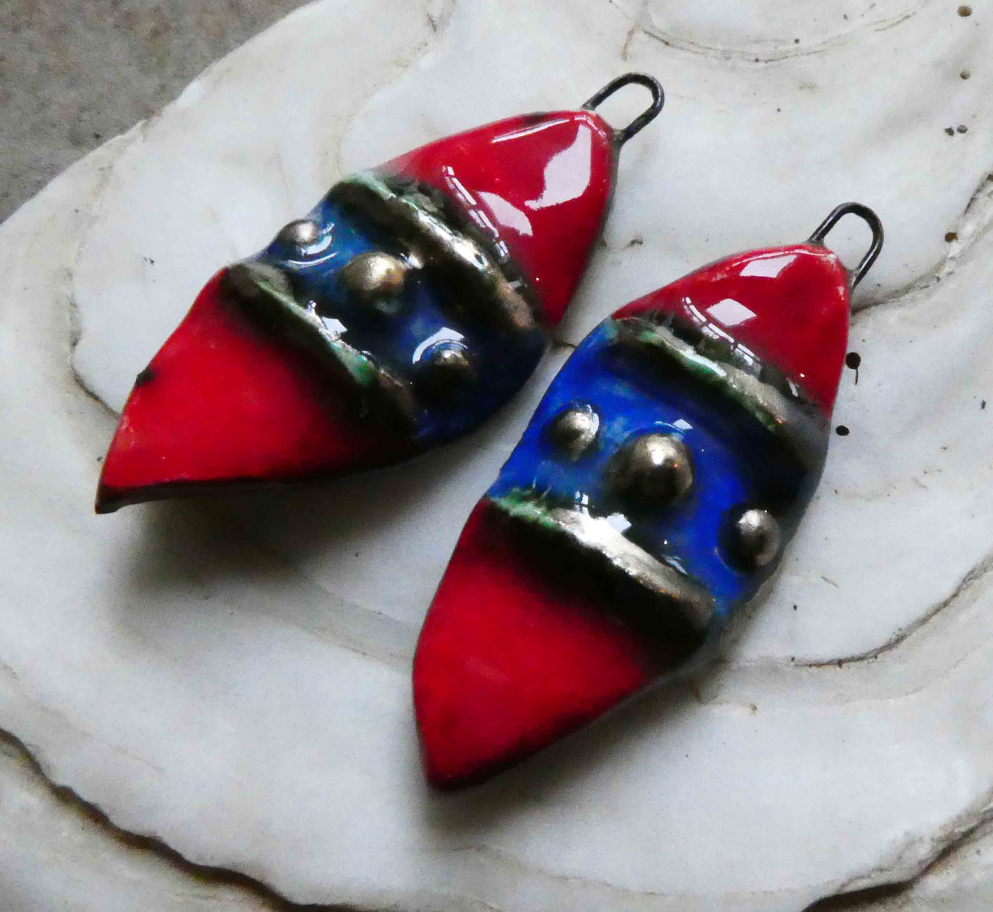 Ceramic Moulded Leaf Charms -#7