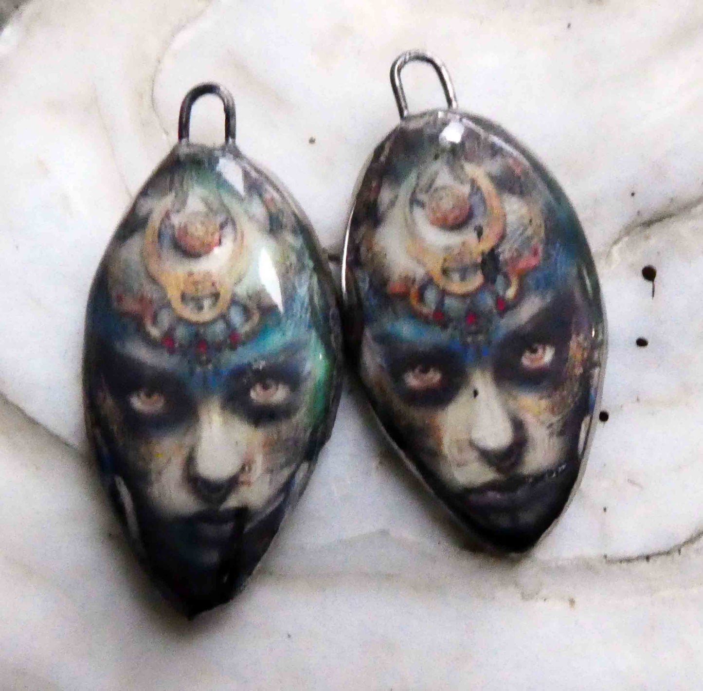 Ceramic Decal Face Charms -#1