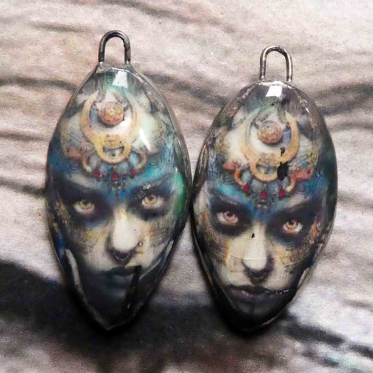 Ceramic Decal Face Charms -#1