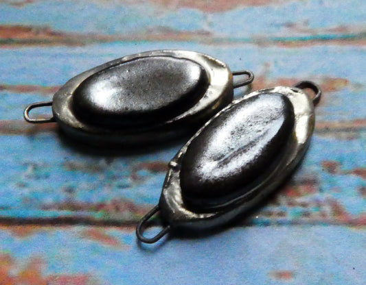 Ceramic Moulded Oval Connectors - Pewter