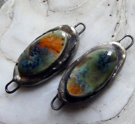 Ceramic Moulded Oval Connectors - Oriental Caramel