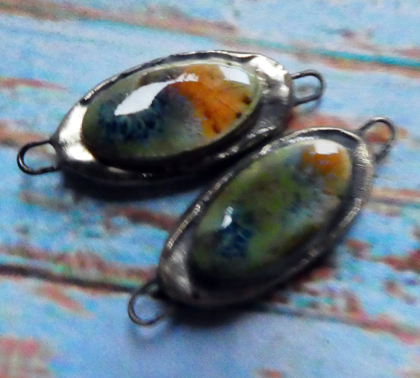 Ceramic Moulded Oval Connectors - Oriental Caramel