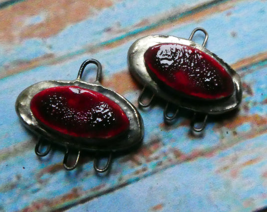 Ceramic Moulded Oval Three Hoop Connectors -Radstock Red