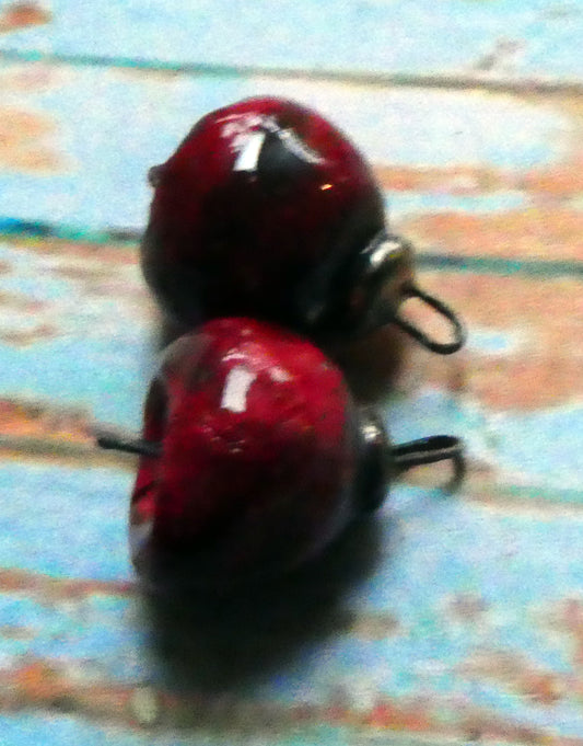 Ceramic Bead Cap Connectors -Radstock Red