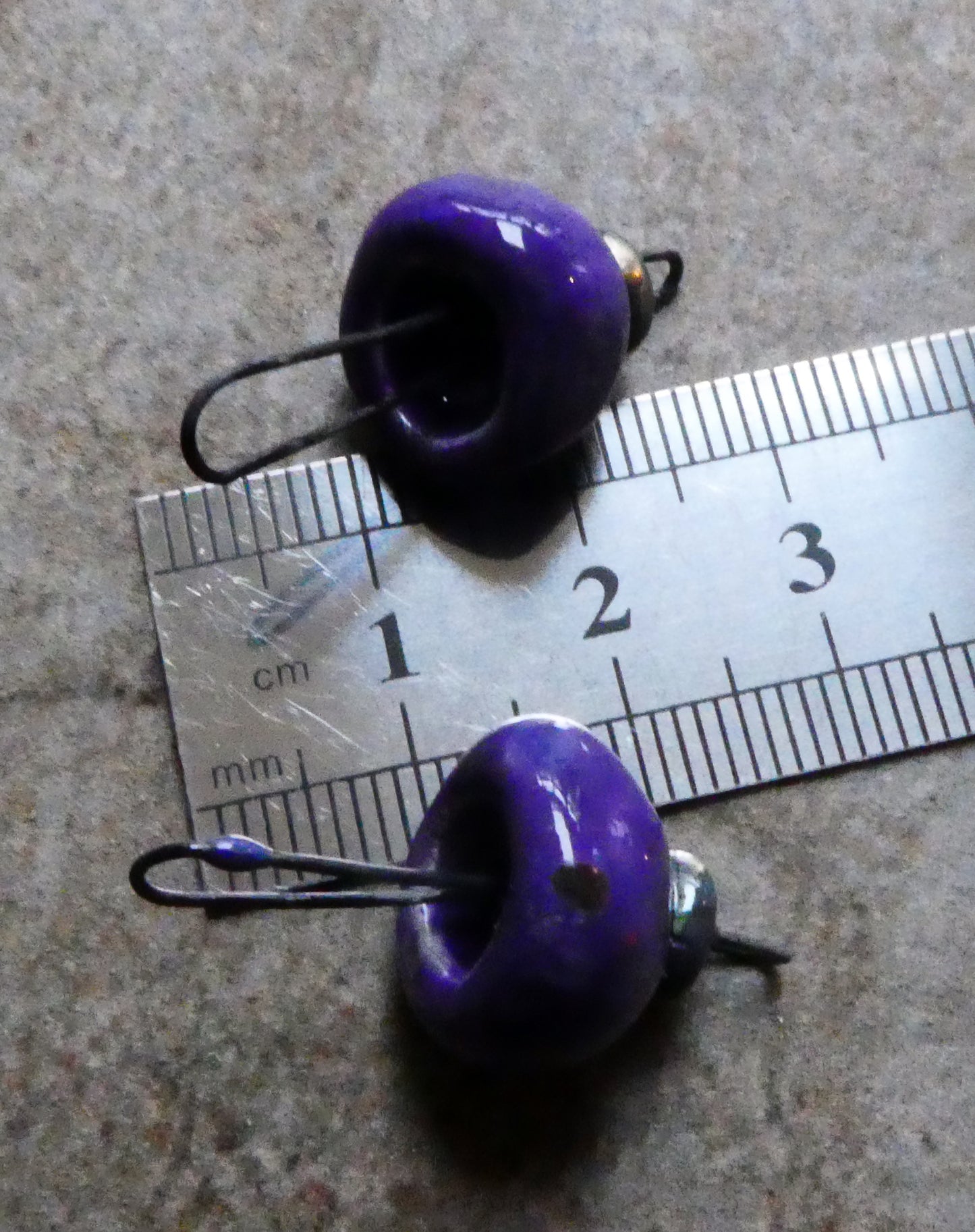 Ceramic Long Hoop Bead Cap Connectors - Dark Purple