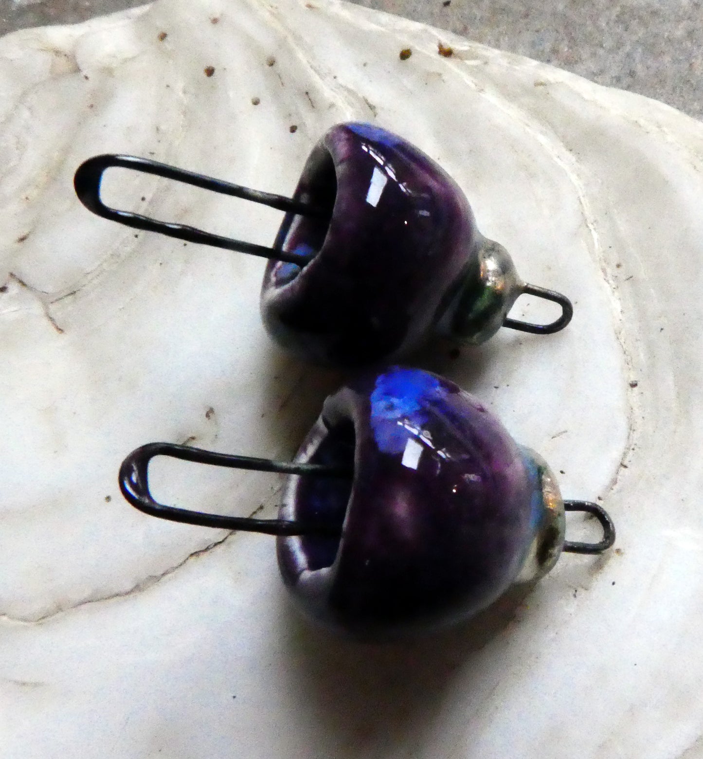 Ceramic Long Hoop Bead Cap Connectors - Royal Fantasy