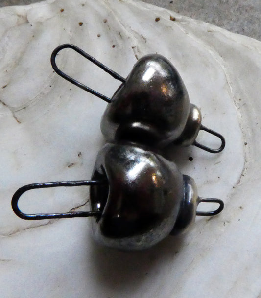 Ceramic Long Hoop Bead Cap Connectors - Gloria