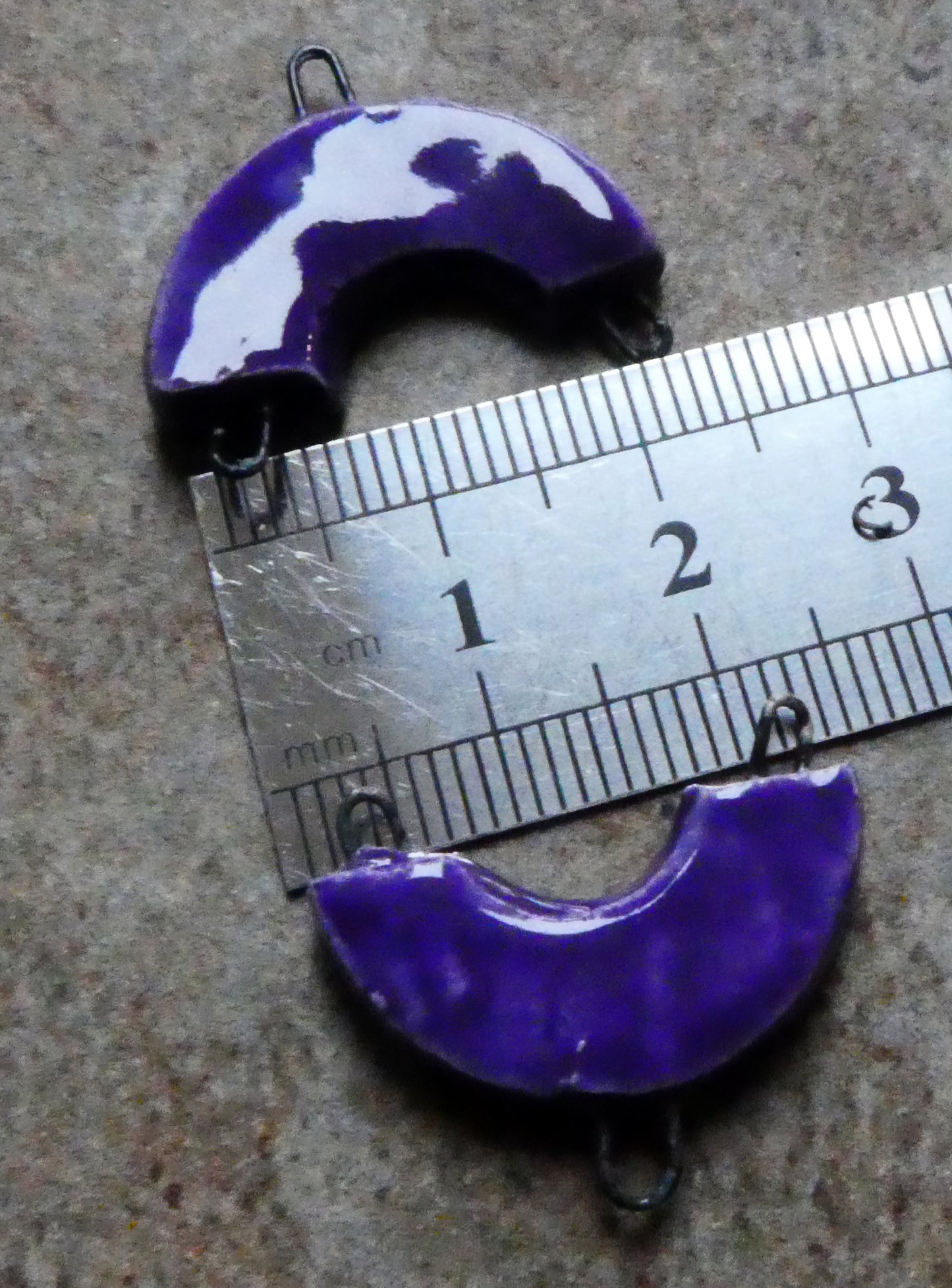 Ceramic Semi Circle Connectors -Dark Purple