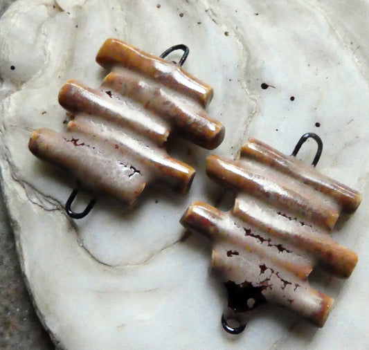 Ceramic Stick Stack Connectors -Antique Brown