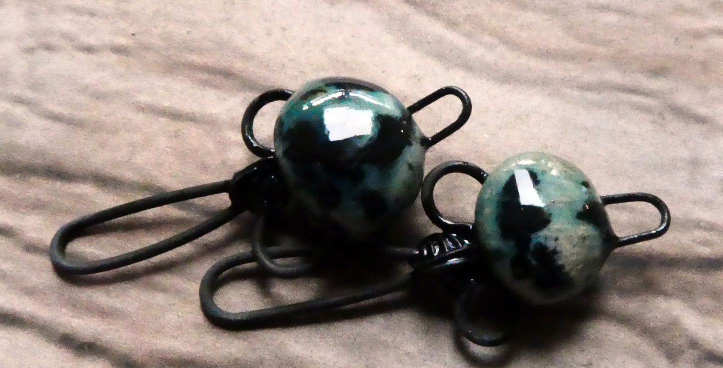 Ceramic Wiry Hoop Connectors - Ocean Mist