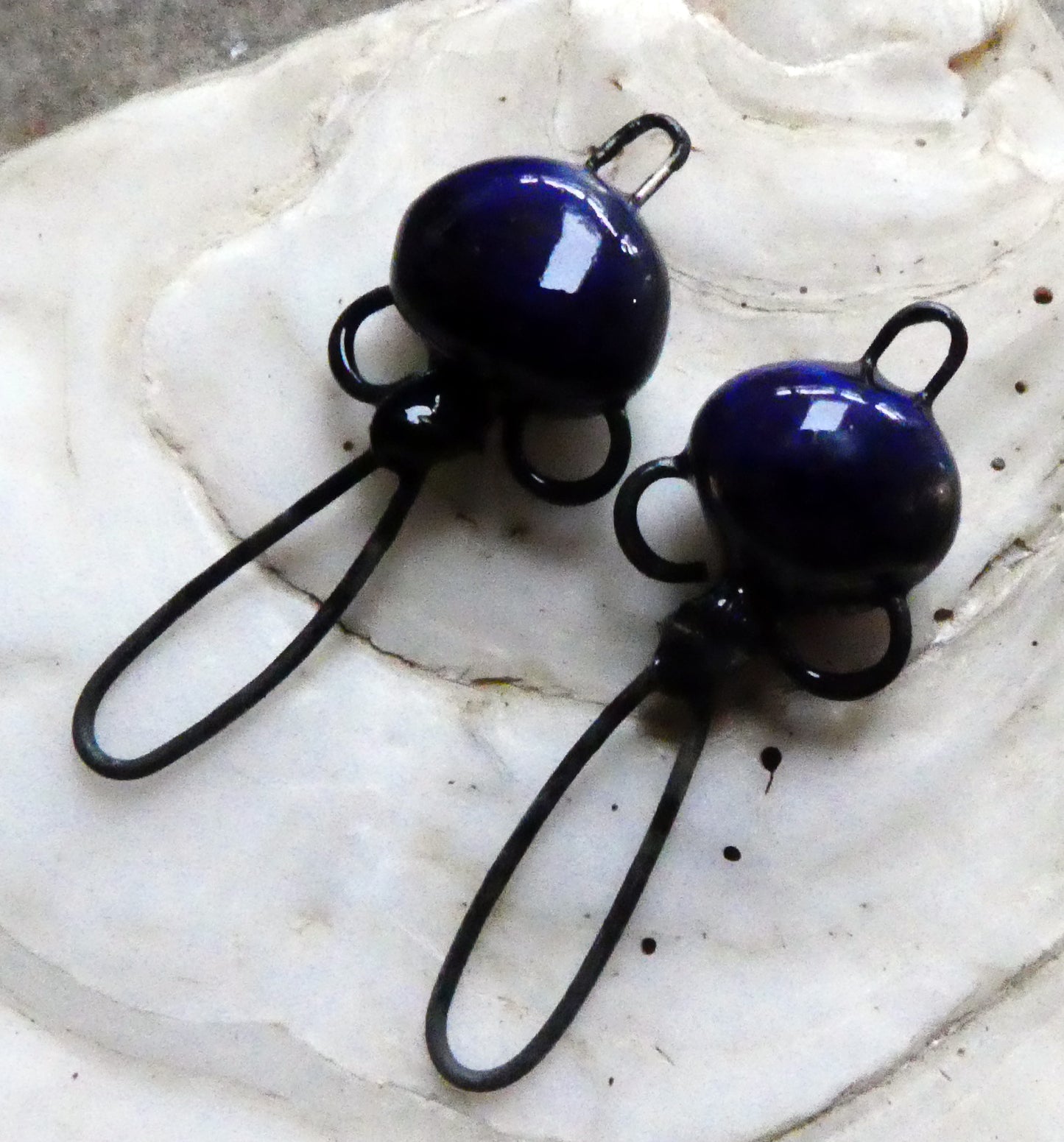 Ceramic Wiry Hoop Connectors -Mirror Blue