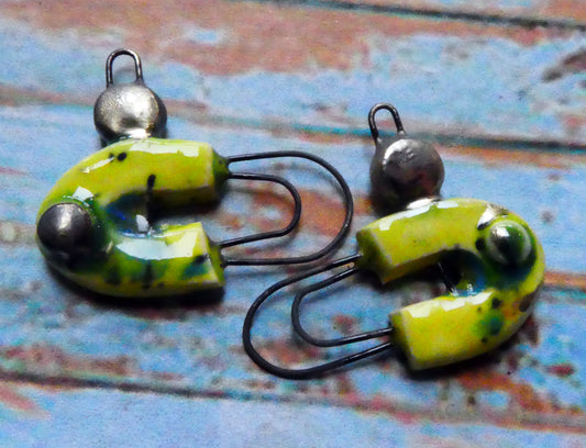 Ceramic Two Hoop Curved Connectors -Mardi Gras