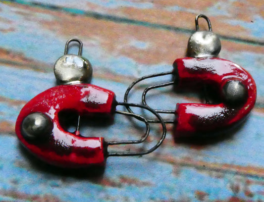 Ceramic Two Hoop Curved Connectors -Radstock Red
