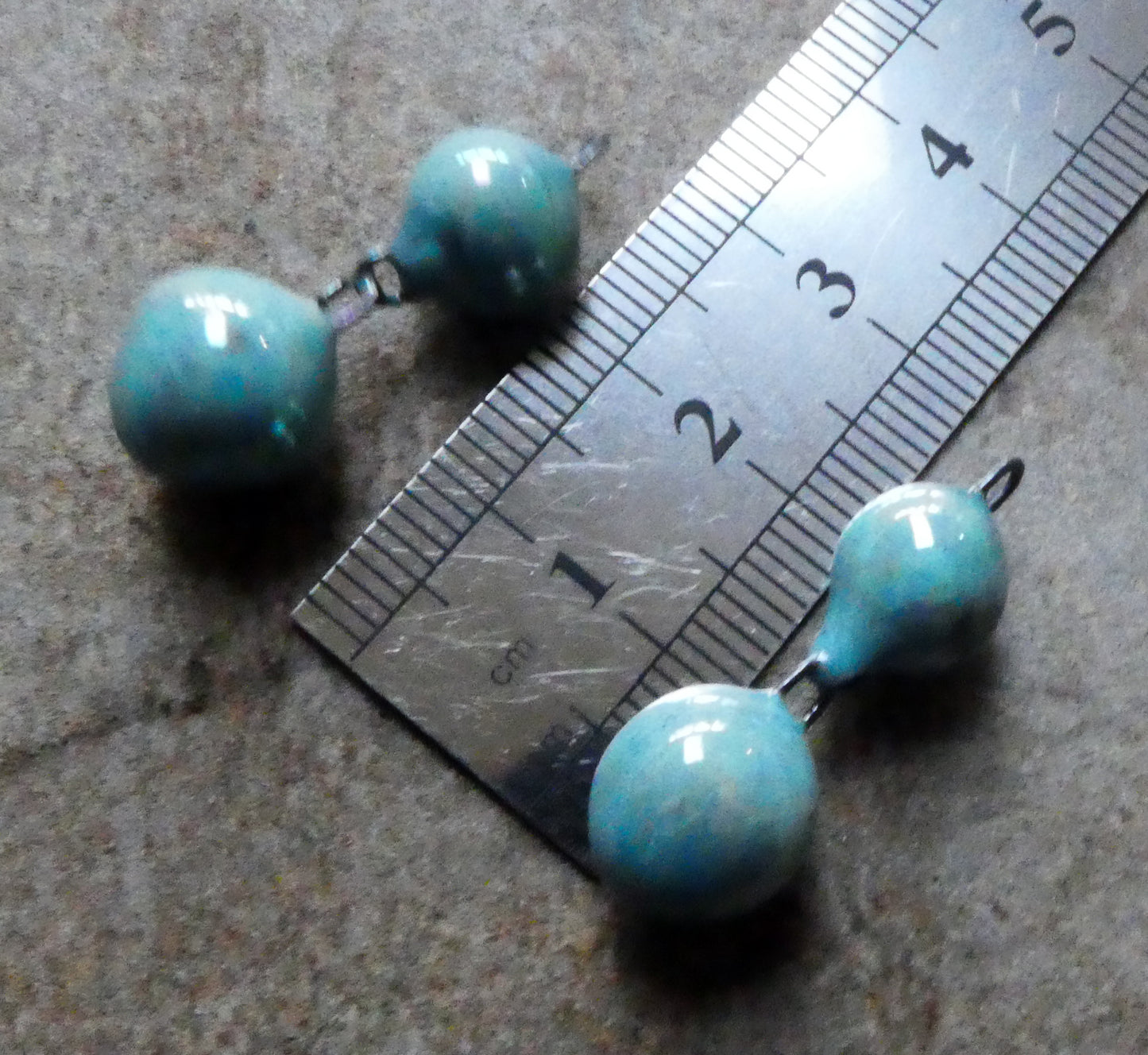 Ceramic Lustrous Double Bobble Dangles - Larimar