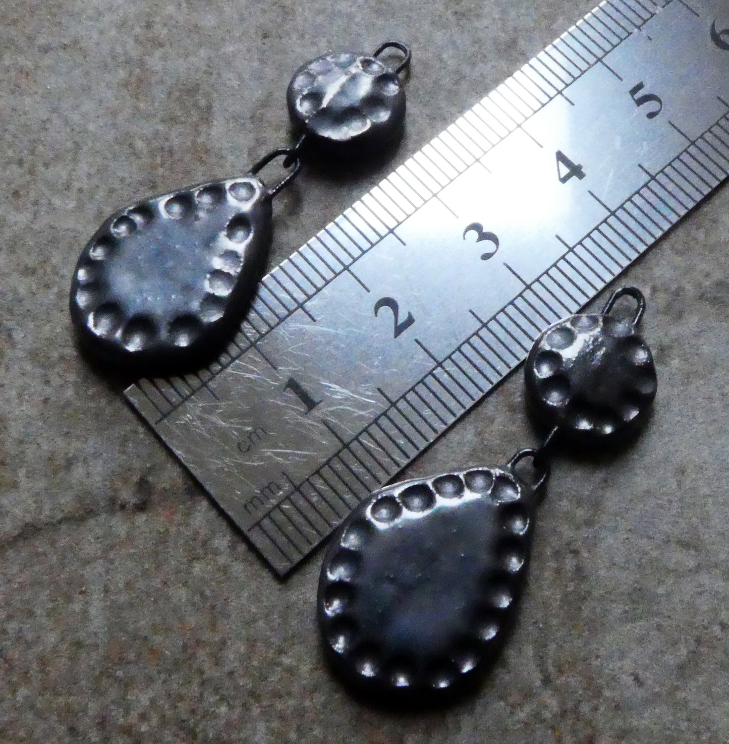 Ceramic Slim Disc and Teardrop Dangles - Pewter