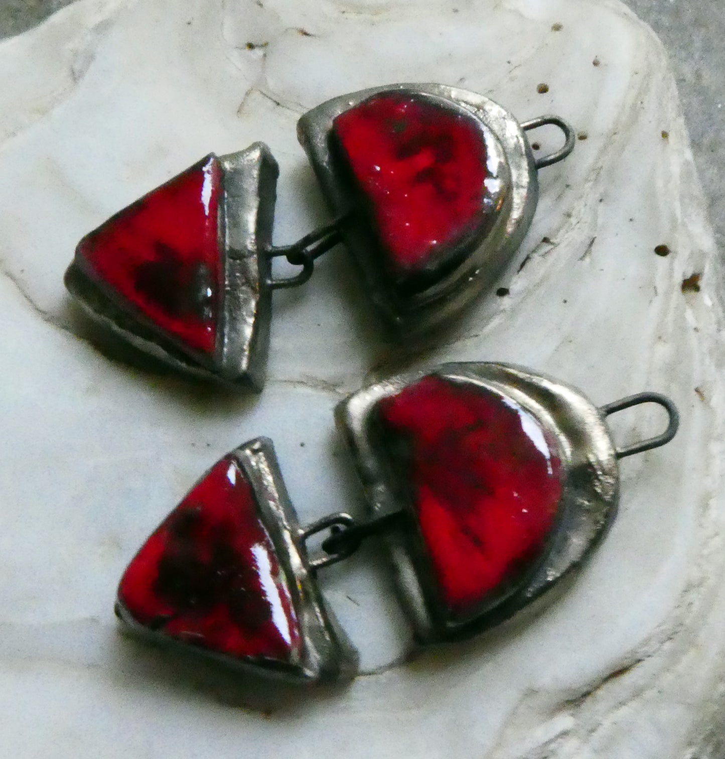 Ceramic Moulded Mixed Shape Dangles -Radstock Red