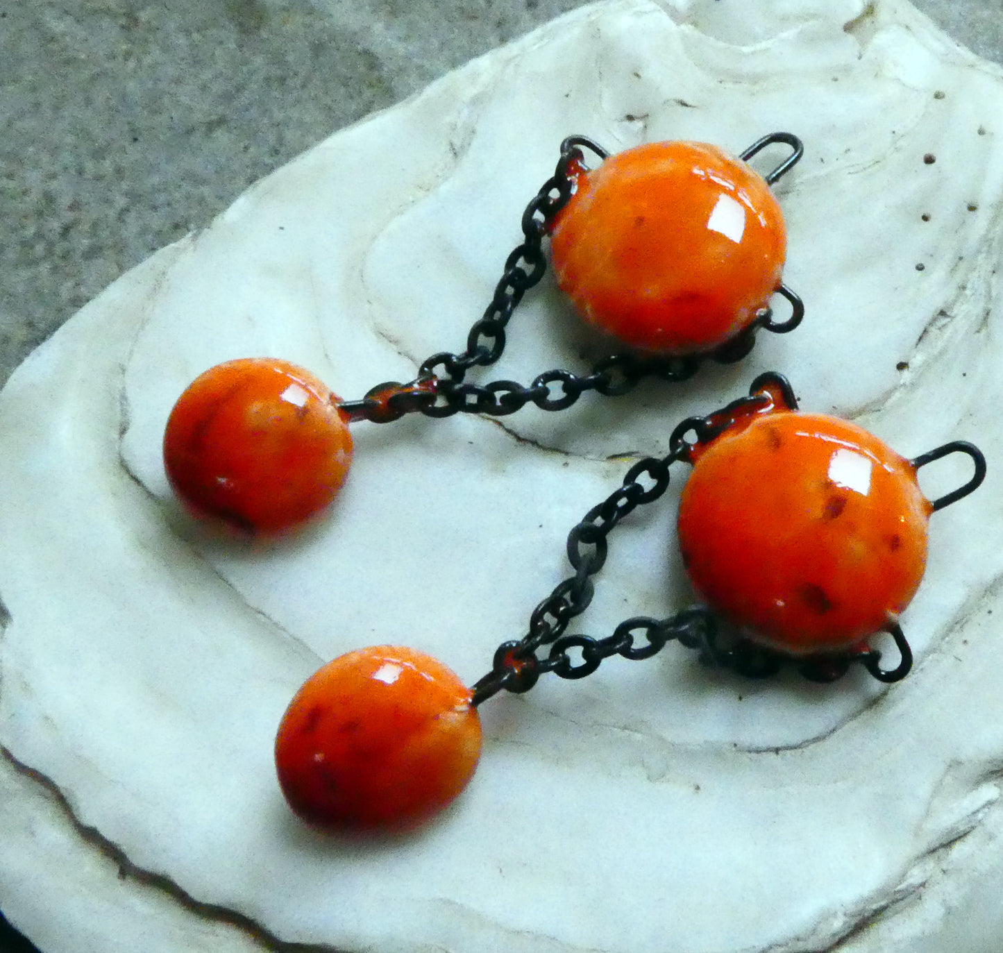 Ceramic Disc Dangles with Chain - Wildfire