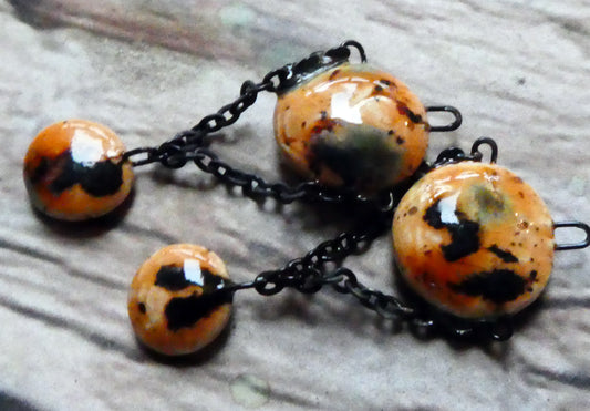 Ceramic Disc Dangles with Chain - Oriental Caramel