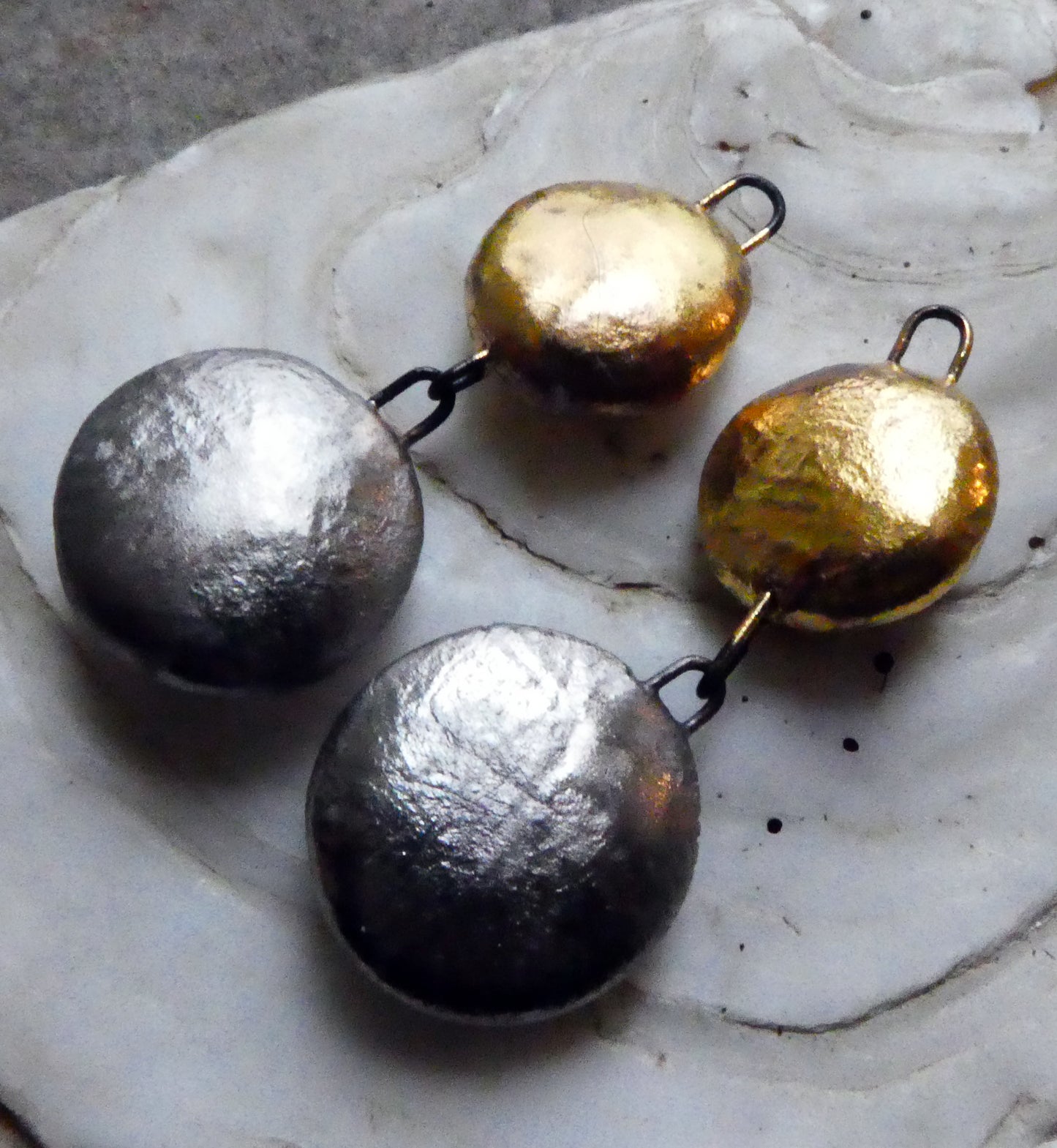 Ceramic Disc Dangles - Matte Gold and Platinum