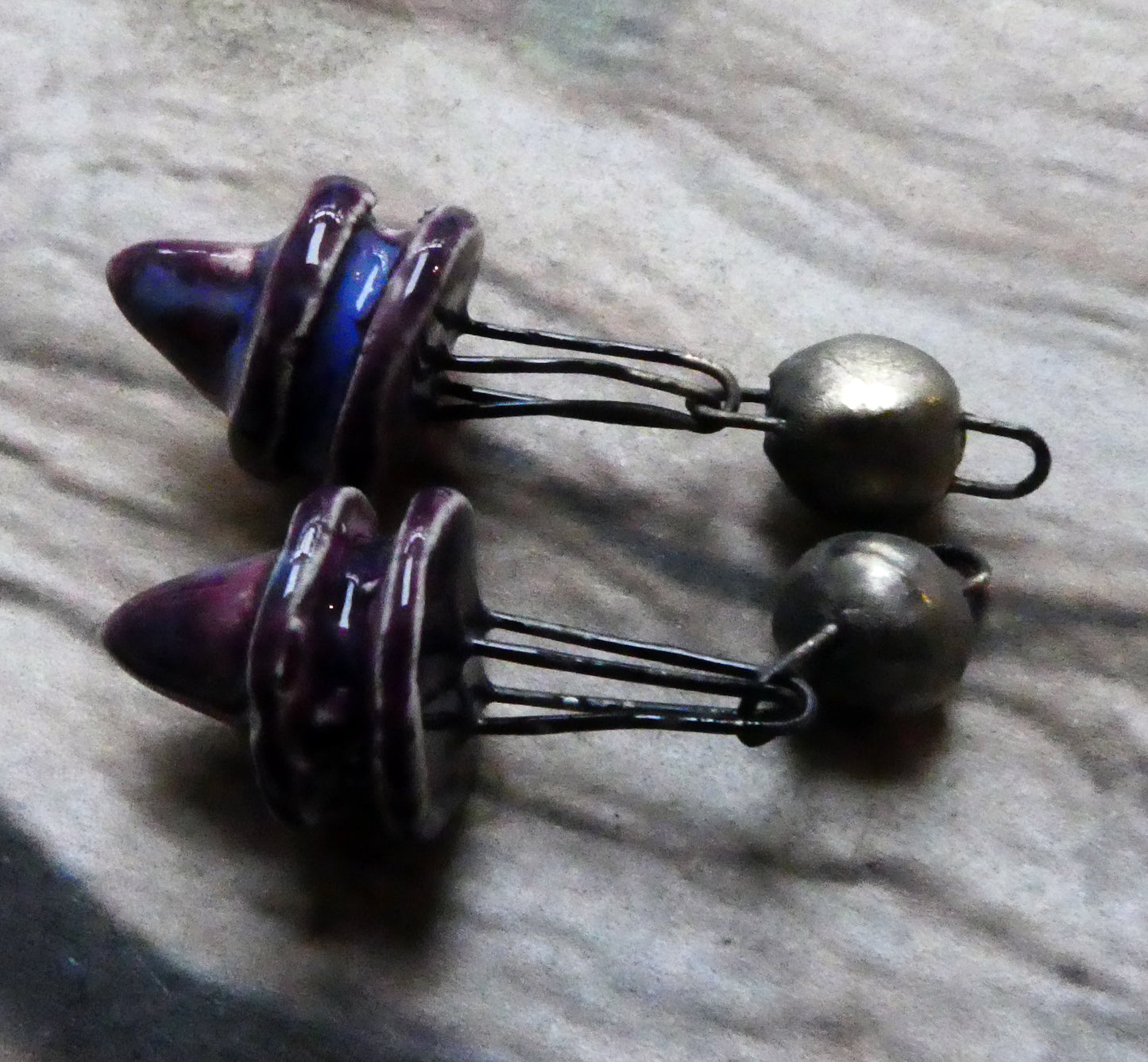 Ceramic Double Hoop Pointy Dangles - Royal Fantasy