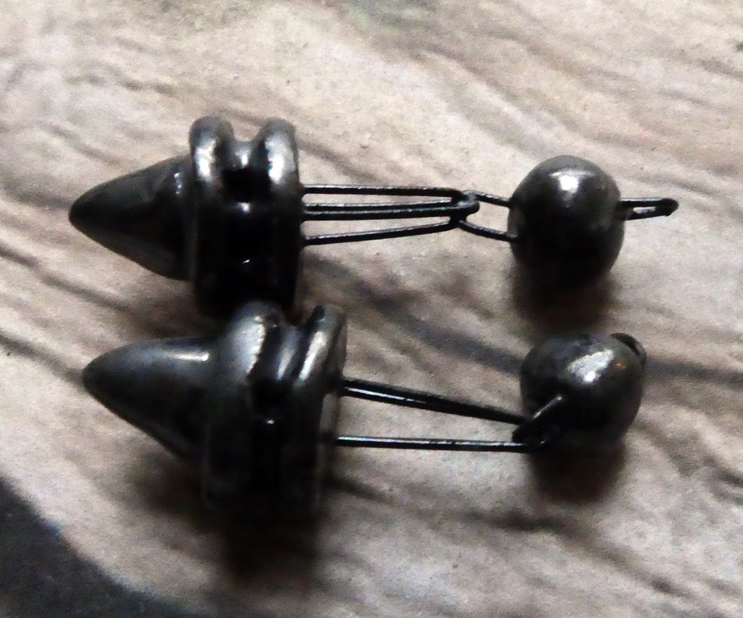 Ceramic Double Hoop Pointy Dangles - Pewter