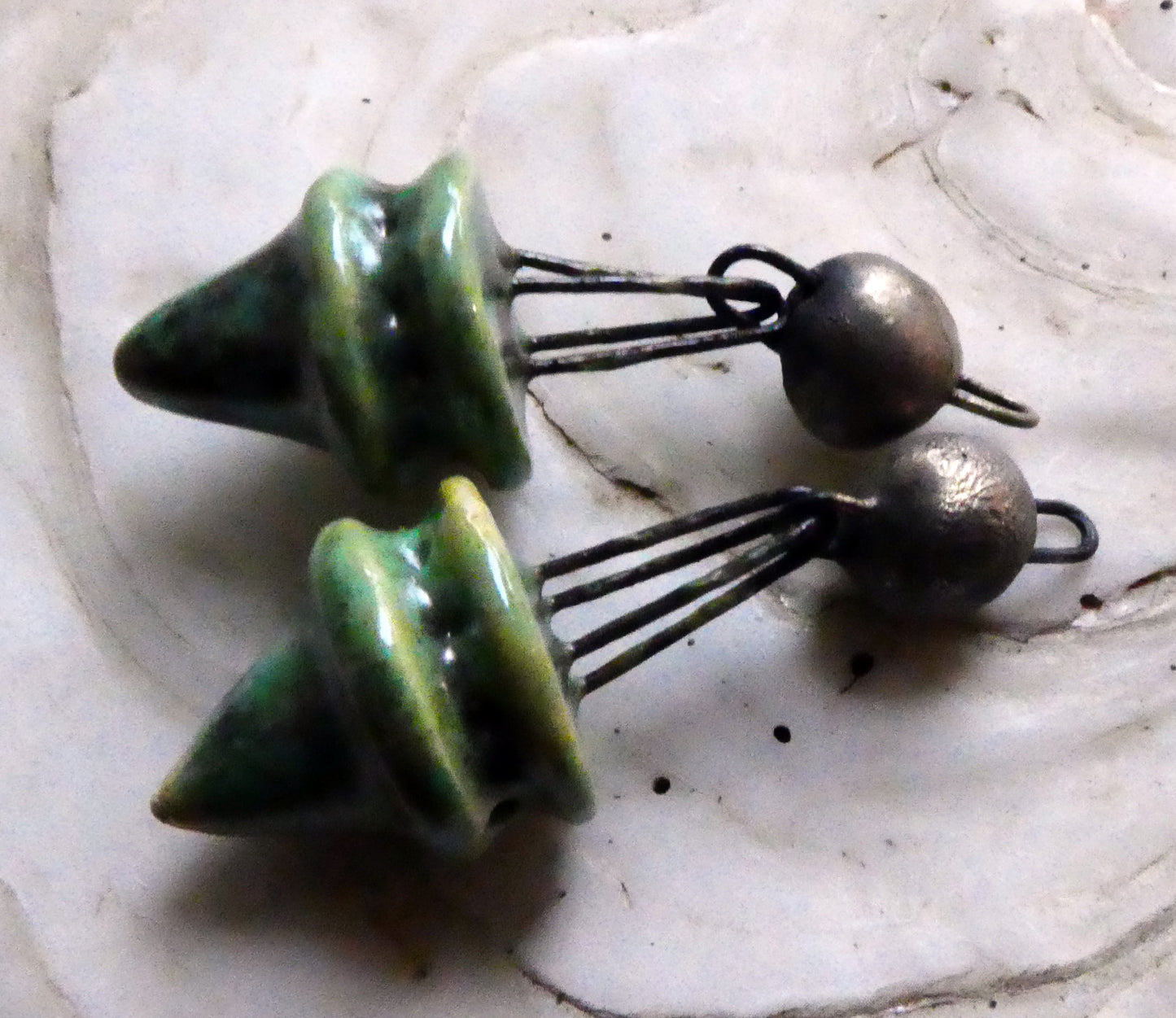 Ceramic Double Hoop Pointy Dangles - Supernova