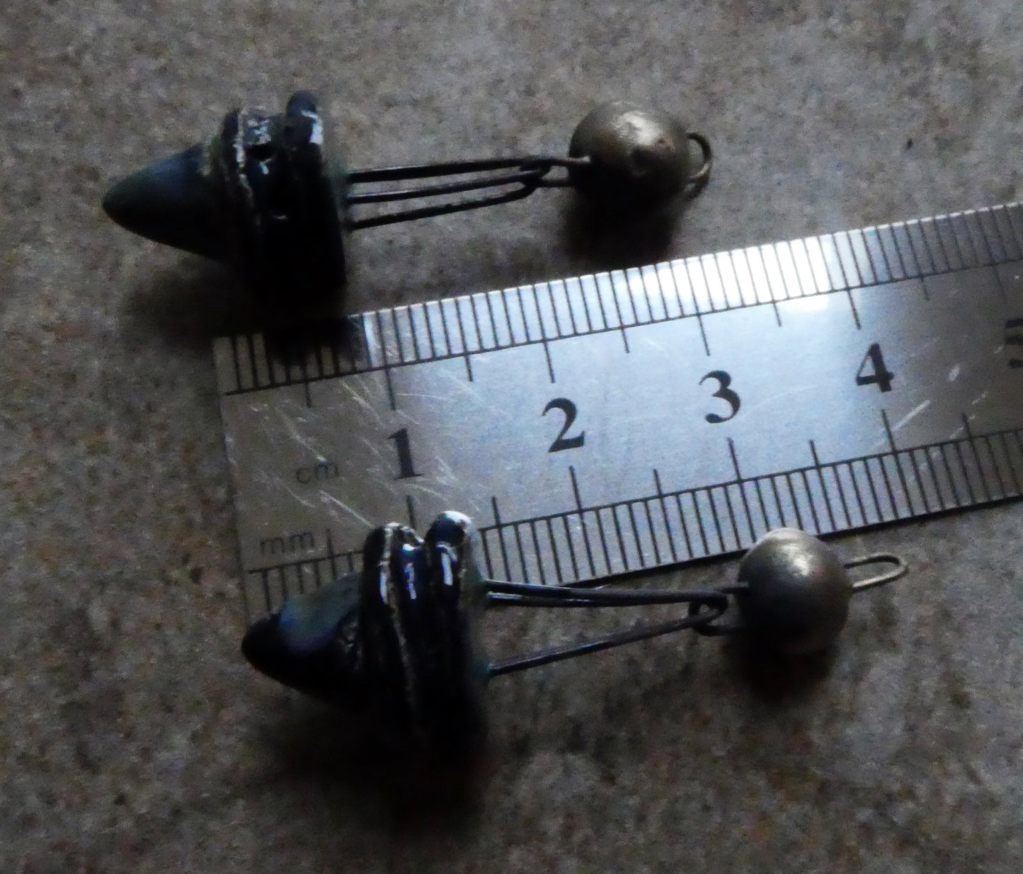 Ceramic Double Hoop Pointy Dangles - Obsidian
