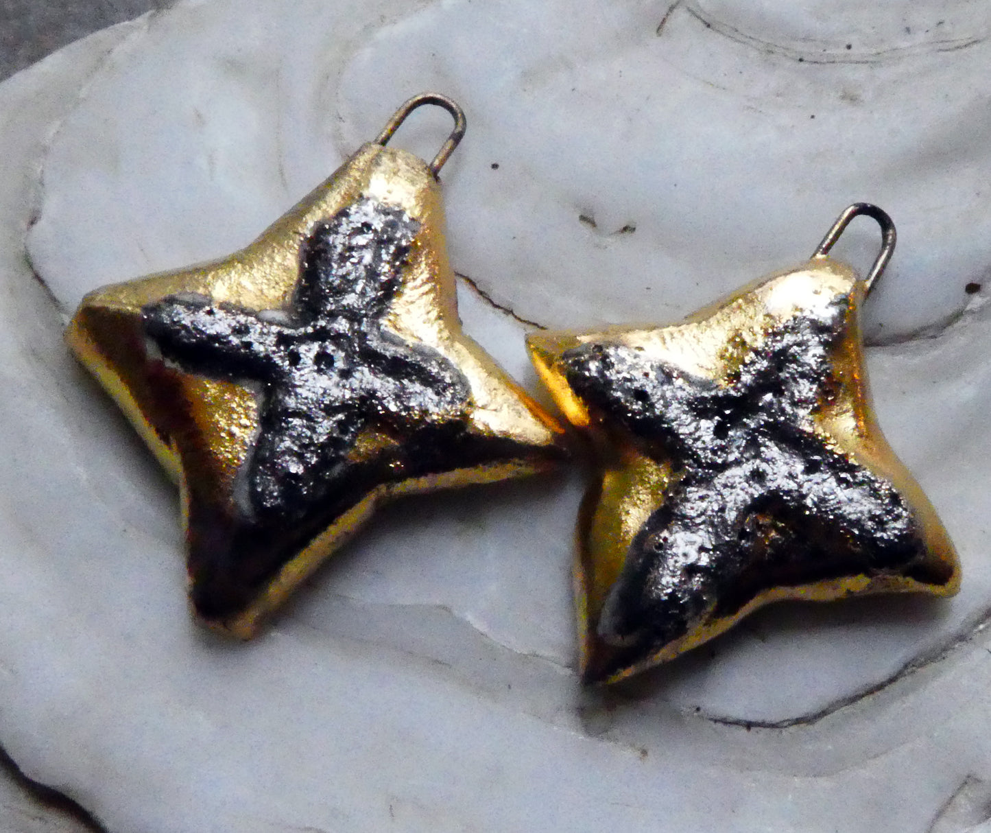 Ceramic Cross Charms -  Platiunum and Gold