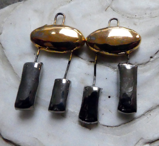 Ceramic Mixed Shape Charms - Gold and Platinum