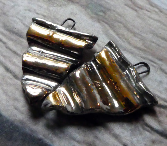 Ceramic Rippled Charms -  Platinum and Gold