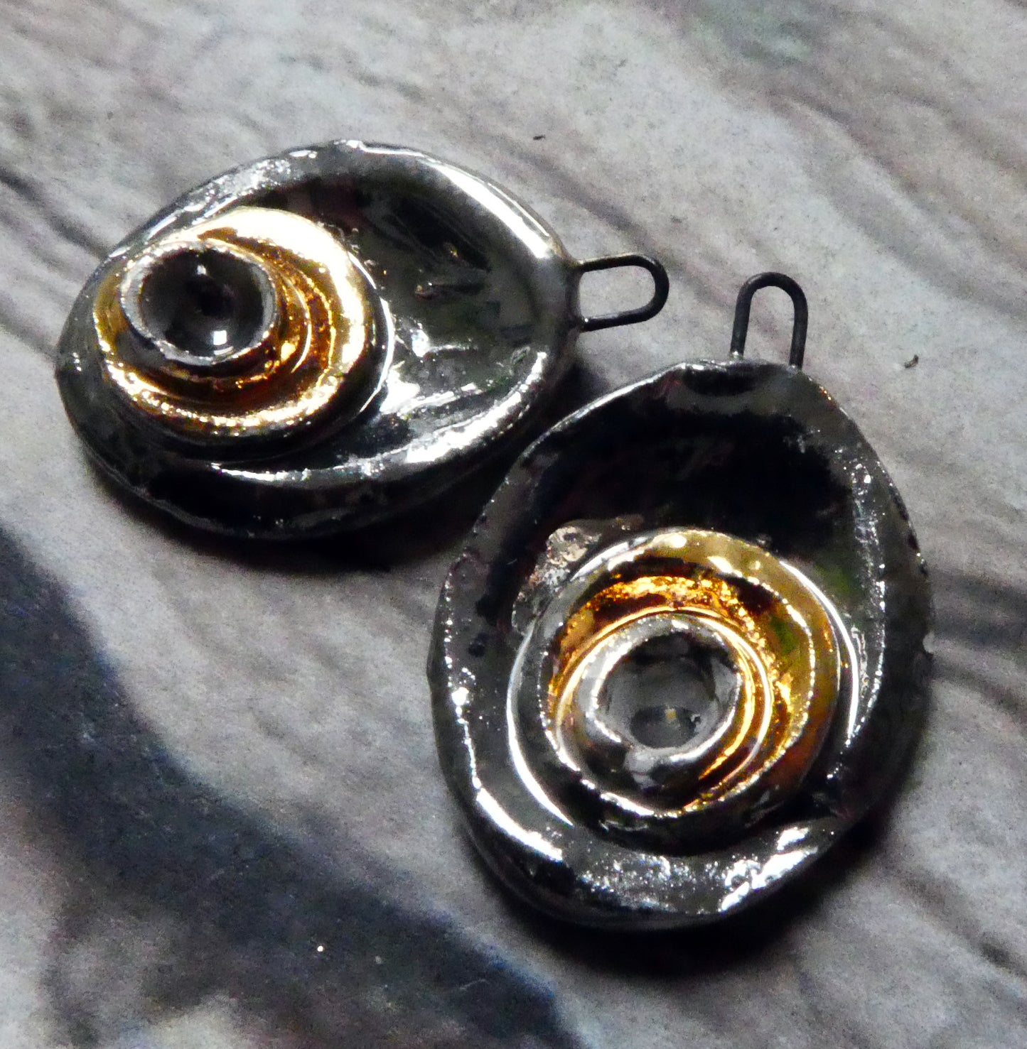 Ceramic Layered Pool  Charms -  Platinum and Gold
