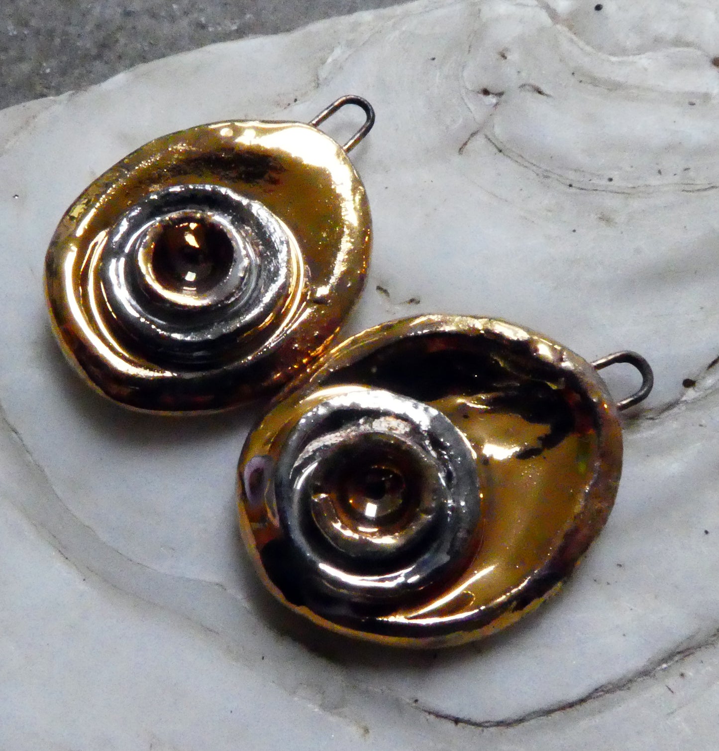 Ceramic Layered Pool  Charms -  Gold and Platinum