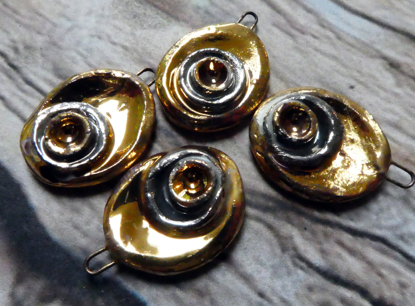 Ceramic Layered Pool  Charms -  Gold and Platinum
