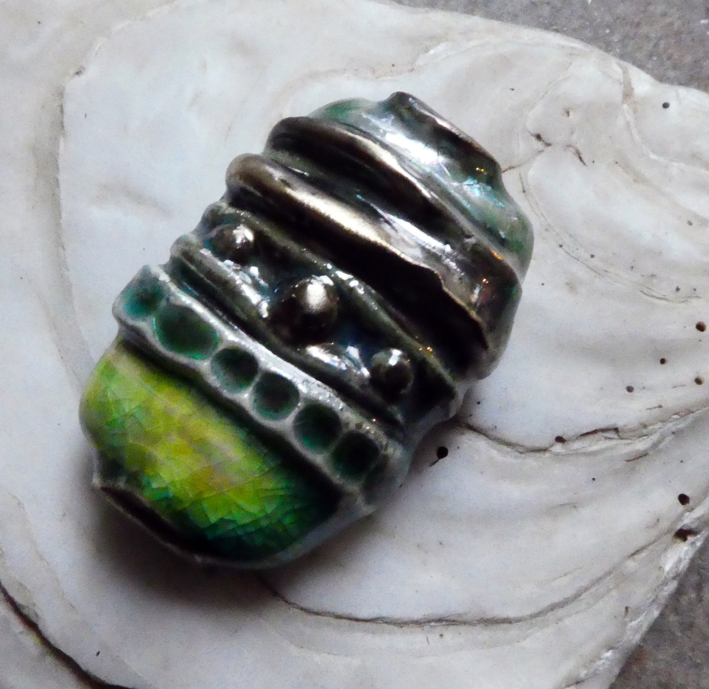 Ceramic Moulded Lustrous Focal Bead #1