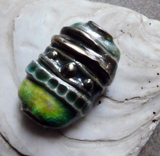 Ceramic Moulded Lustrous Focal Bead #1