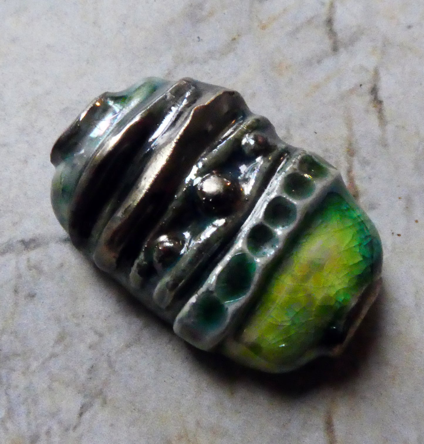 Ceramic Moulded Lustrous Focal Bead #1