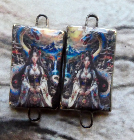 Ceramic Wondrous Women Earring Connectors - #1