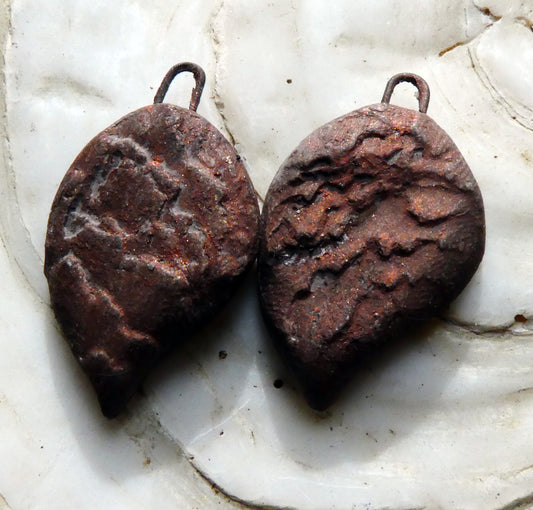 Ceramic Driftwood Textured Drops - Copper
