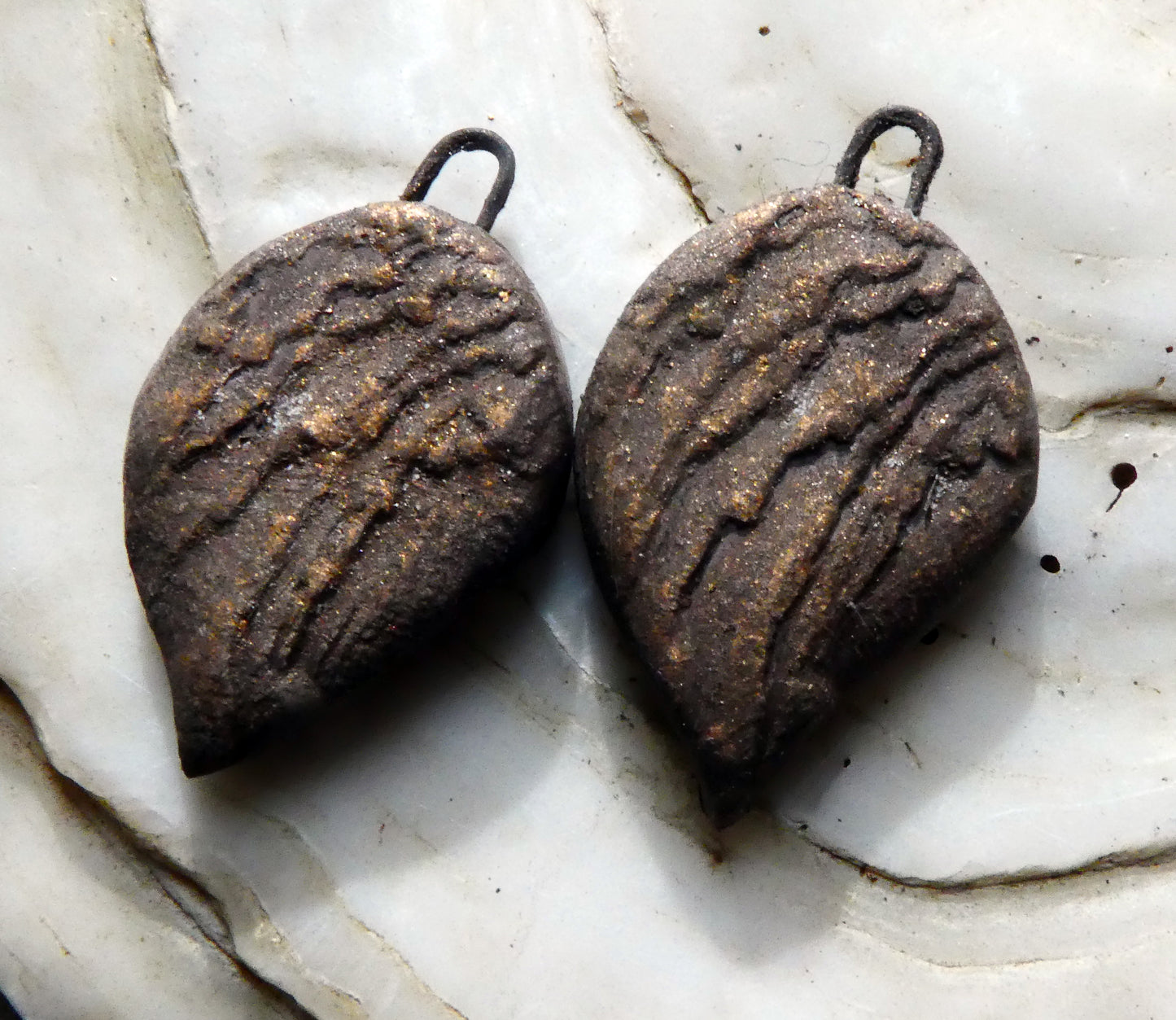 Ceramic Driftwood Textured Drops - Bronze